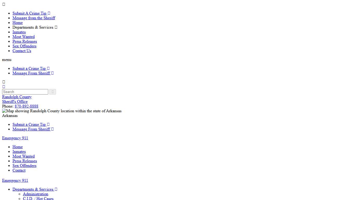 Inmate Roster - Current Inmates Booking Date Ascending - Randolph County Sheriff AR